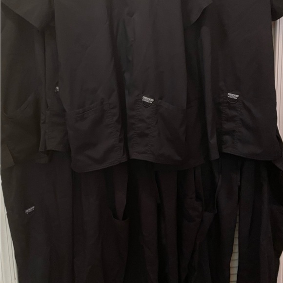 Women’s Cherokee brand black scrubs. 3 sets. Size L. - Picture 2 of 5